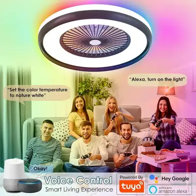 24" Ceiling Fans with Lights, Smart RGB Low Profile Ceiling Fan, View more