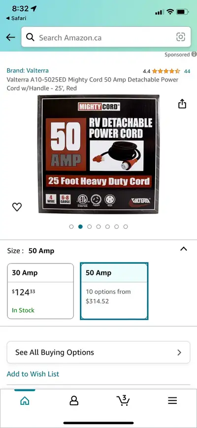 Selling a brand New RV detachable 50 amp power cord- heavy gage- brand new… $200