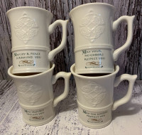 Set of 4 Russ Berrie Irish Blessings Mugs with Celtic Knot 