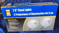 Power Fist 2x6" Clear Flood Driving Lights 12 Volt 100 Watts NIB