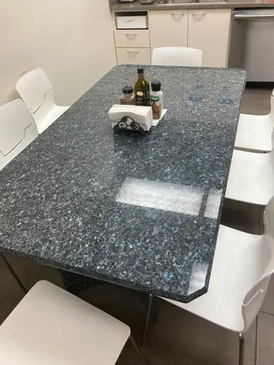 Table de salle à manger en granit Blue Pearl – 6 personnes –, View more