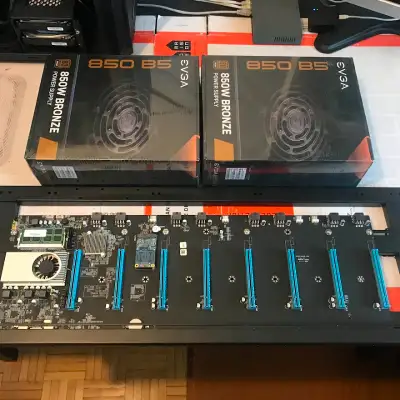 Mining Rig, Without Graphic Card NEW, $800,- NEW, FAKEME BTC-S37 Graphics Motherboard CPU Set 8 PCI-...