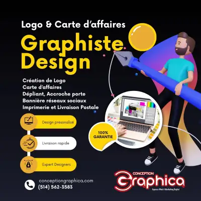 Graphiste – Logo, Cartes d’affaires, Site web, Imprimerie, View more