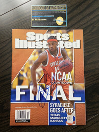 Carmelo Anthony Basketball signed SI Magazine RARE Rookie w/COA 