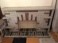 Stone cast fireplace mantel with base