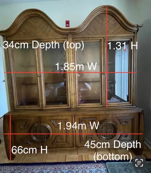 Vintage Wooden Hutch / Display Cabinet in Hutches & Display Cabinets in City of Toronto - Image 3