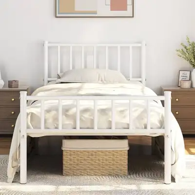 Yaheetech 614232 white Twin Size Bed Frame Metal Platform , View more