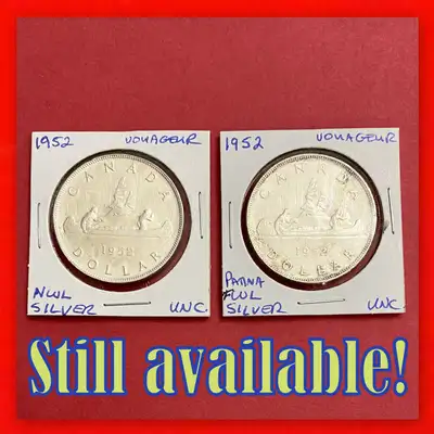 Thrilling Uncirculated Pair of 1952 Canada Silver $1 Coins!, View more