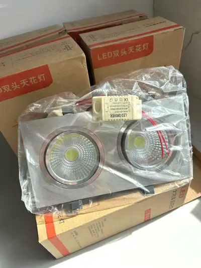 5 LED Double Head Recessed Ceiling lights COB chrome Fixtures w/, View more