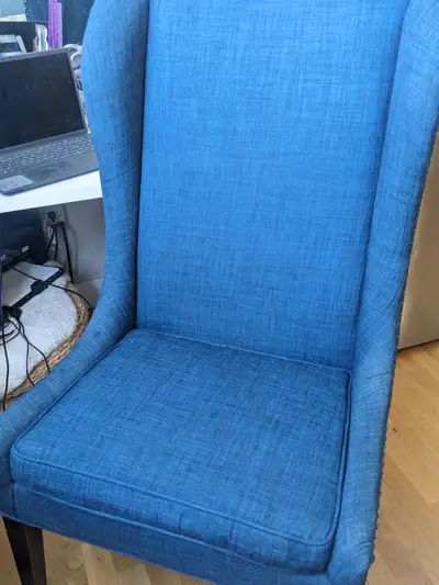 Blue wing back chair, View more