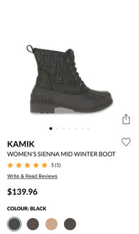 Kamik Women’s Sienna Mid Winter Boot Size 9-fits small-like 8,5
