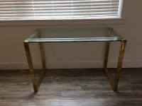 Elegant Glass Desk with Gold Frame