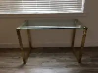 Elegant Glass Desk with Gold Frame