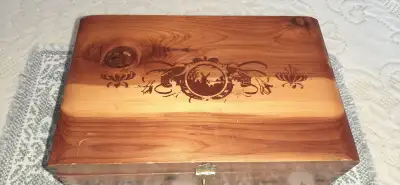 Beautiful Wooden Jewellery Box with Mirror, View more