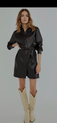 Aritzia Vegan Leather Wrap Dress New xs