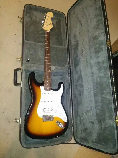 Fender Squier bullet strat - with case and amp, View more
