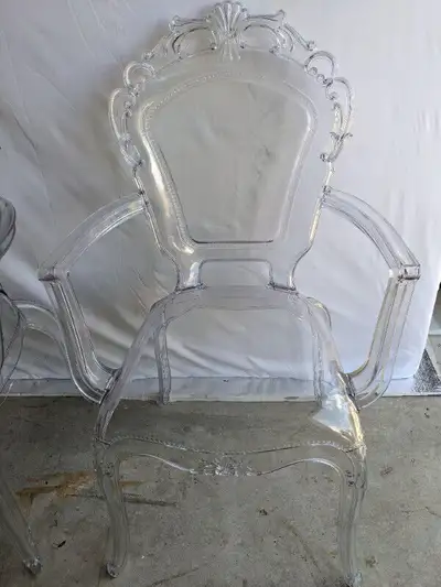 I have 1x - Plastic Clear Arm Wedding Chair. $95.00 Approximately: Height: 39 inches Seat Height : 1...