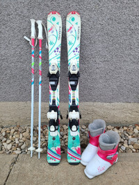 Tecnopro 100cm skis Ski boots 20.5 and Poles