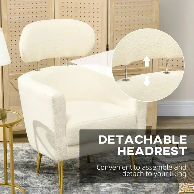 Barrel Accent Chair with Detachable Headrest, Modern Armchair fo in Chairs & Recliners in Markham / York Region - Image 6