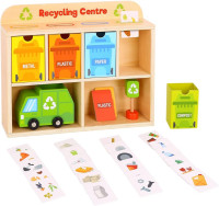Brand New:  Wooden Recycling Centre with Recycling Truck & Bins