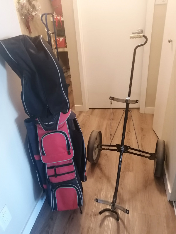 Complete Set of Golf Clubs/Balls/Tees with 2 Wheel Push Cart in Golf in Winnipeg - Image 3