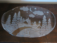 Christmas Mikasa Walther Frosted Crystal 17" Platter Germany