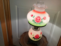 Adorable Vintage Tri-Light Porcelain Hurricane Table Lamp