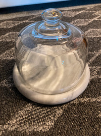 Marble Glass Dome Covered Cheese Dish