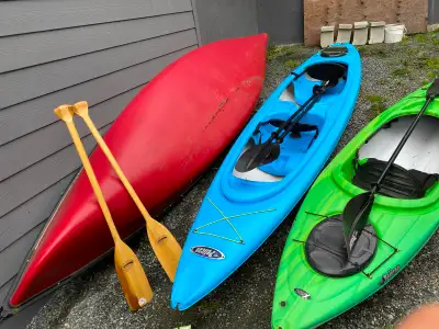 Used probably 6 times between all 3 kayaks and canoe. Blue double person kayak still available. Doub...