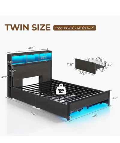 Twin bed + LED, View more