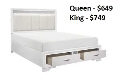 QUEEN/KING PLATFORM BEDS WITH FOOTBOARD STORAGE!