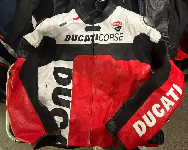 Ducati Corse Motorcycle Leather Biker Jacket Size Xl