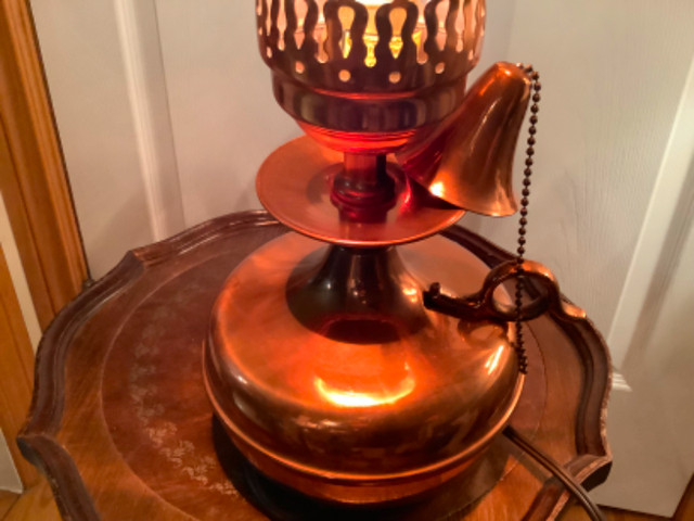 Unique MCM Solid Copper Table Lamp w Glass Chimney  in Indoor Lighting & Fans in Belleville - Image 2