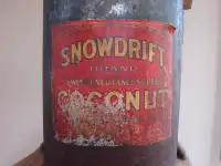 Antique Vintage Snowdrift Coconut Tin 1920s 25lb Can Toronto