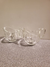 2 @ Vintage Clear Etched Flower Creamers.