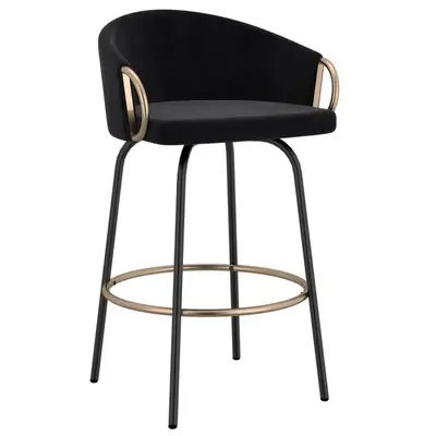 4PC Black Velvet  Counter stool, View more