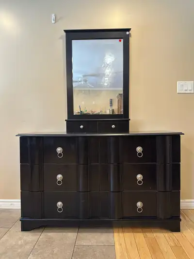 Modern Black Dresser with Vanity Storage Mirror (CAN DELIVER), View more