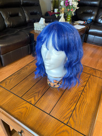 Wig incohair 12 Inches Dark Blue Wig with Bangs short
