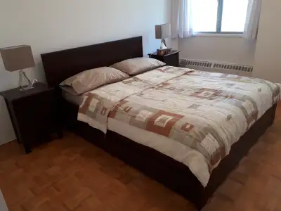 Lit Queen size avec rangements + 2 tables de chevet, View more