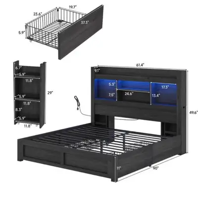 base de lit queen avec storage, View more