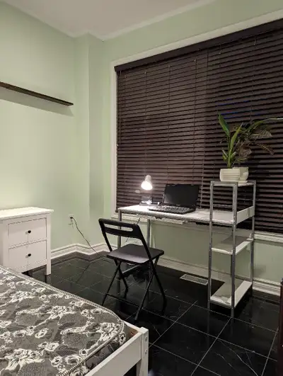 Bright, quiet, and spacious furnished room with 9ft ceilings and great natural light in a clean home...