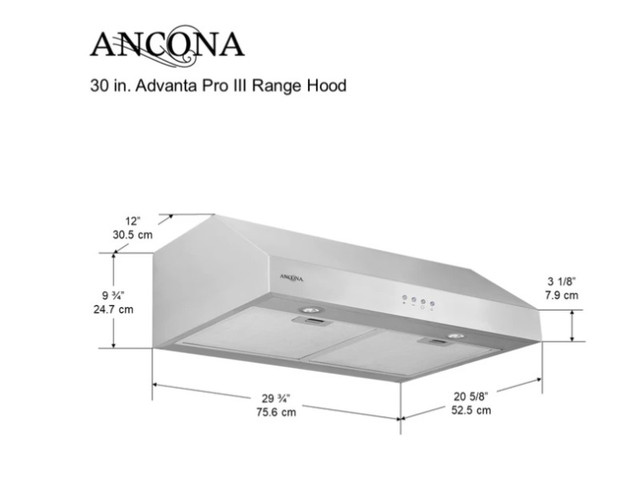 30" Advanta Pro III 450 CFM Ducted Under Cabinet Range Hood in S in Stoves, Ovens & Ranges in Calgary - Image 2