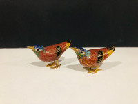 Vintage pair of Chinese cloisonné birds 