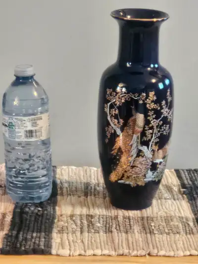 Vintage Kutani Peacock and Gold Cobalt Vase, View more