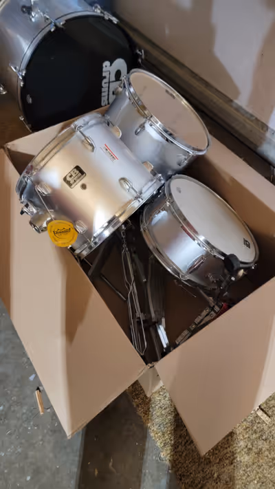 Used CB drum set my son played it and now he has electronic drums. comes with what you see, 2 of the...