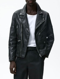 Zara 100% vrai cuir real leather coat manteau homme jacket men