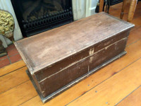 Antique 19th Century Pine Wood CHEST Trunk TOOL BOX, Blanket Box