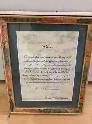Framed Success poem $10 by Ralph Waldo Emerson, 9” x 11”, View more
