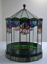 Handmade Stained Glass Wardian Case Fushia