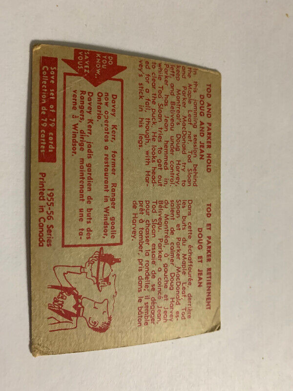 1955-56Parkhurst Hockey #77 Harvey/Beliveau Jammed on the Boards dans Art et objets de collection  à Longueuil/Rive Sud - Image 2